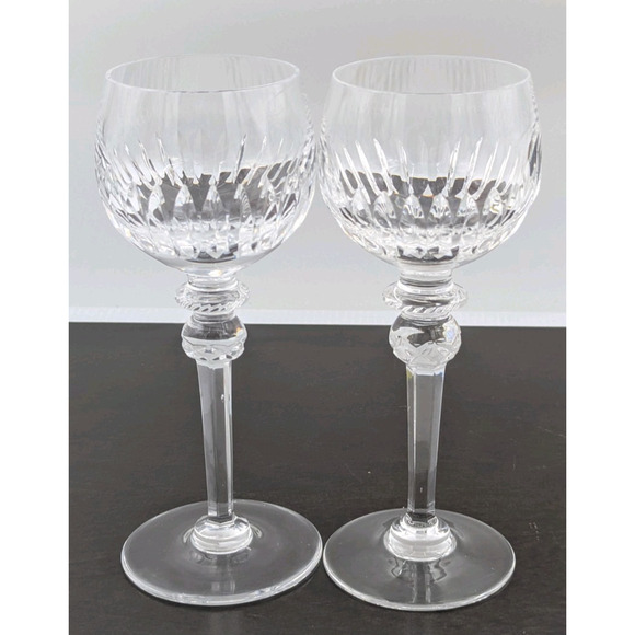 Maribor Hock Wine Crystal Glass Set of 2 Goblets by Royal Gallery 8” - Picture 5 of 8
